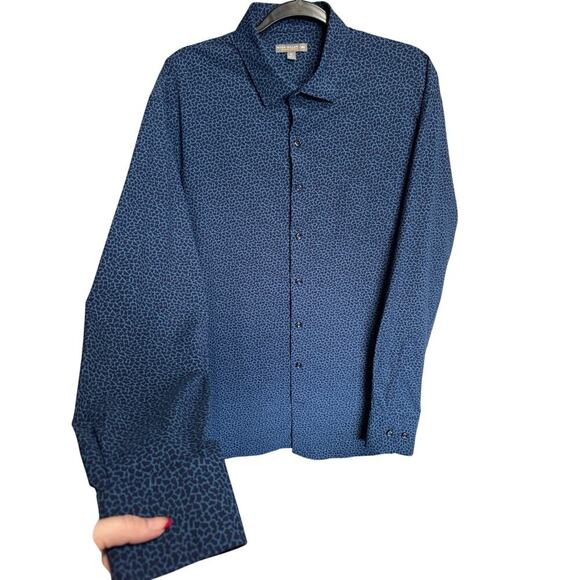 Peter Millar Yankee Blue Printed Townsend Button Down Long Sleeve Shirt Size XL - Picture 4 of 13